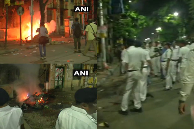 Violent clashes, arson mar Amit Shahs Kolkata roadshow