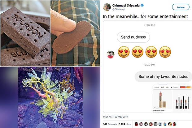 Trending in TN: Chinmayis fitting reply to man who asked for her nudes, Leafy sea dragons and Albert Einstein of biscuits Trending in TN: Chinmayis fitting reply to man who asked for her nudes, Leafy sea dragons and Albert Einstein of biscuits