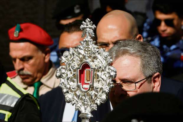 A relic of Jesus manger, Christmas gift from the pope to Bethlehem