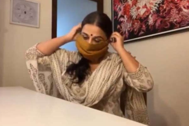 Lockdown diaries: Vidya Balan makes mask out of blouse piece
