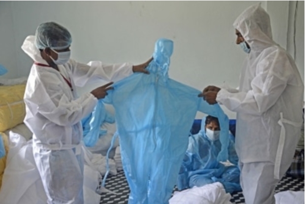 Drive to collect disposed PPE in yellow bags at a slow pace