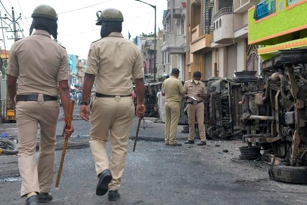 Police patrol deserted Bengaluru streets after Facebook post sparks clashes