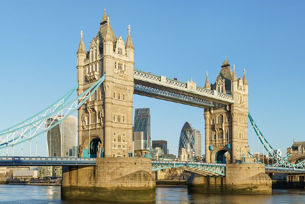 Londons famous Tower Bridge gets stuck in an open position