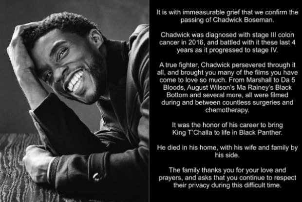 Chadwick Bosemans last post most liked tweet ever