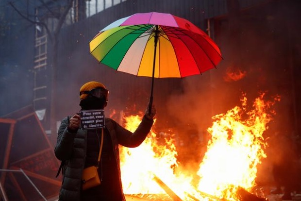 Violence erupts during Paris protest against police brutality