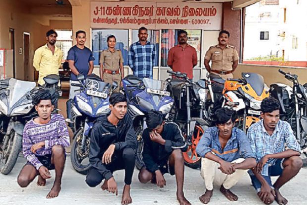 Bike theft gang busted, five nabbed with eight stolen two-wheelers