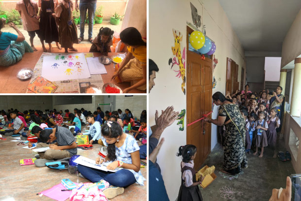 Volunteers set up library at local school for curious young minds