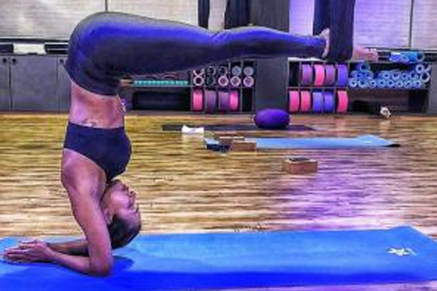 Malaika nails a new yoga posture
