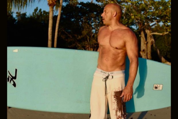 Vin Diesel goes shirtless to flaunt beef on the beach Vin Diesel goes shirtless to flaunt beef on the beach