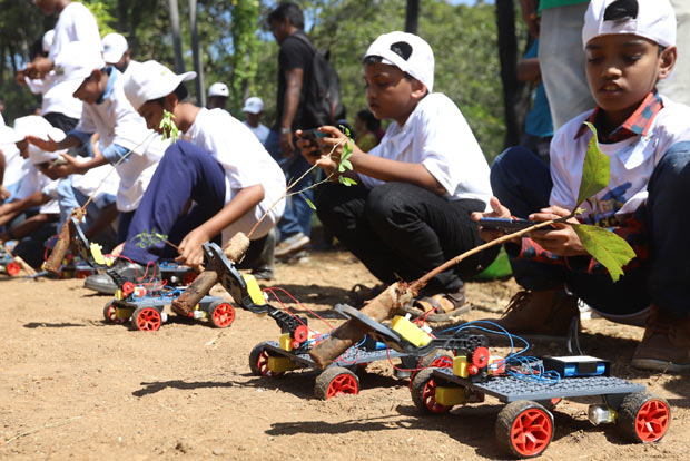 Army of student-made robots creates micro forest in city