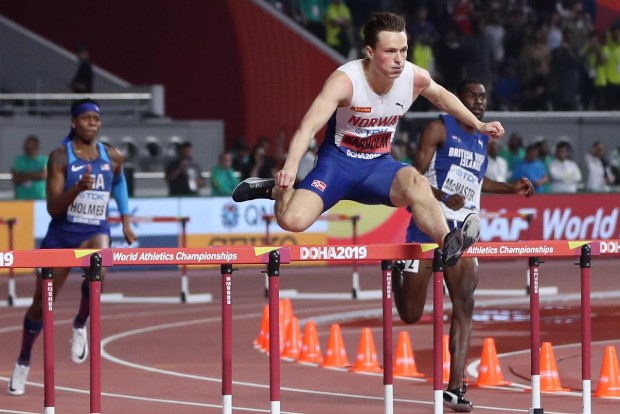 Warholm sets mens 300m hurdles record at Impossible Games