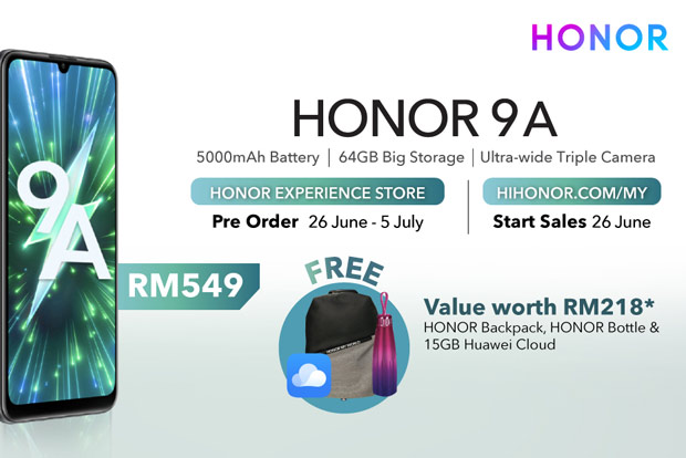 HONOR 9A smartphone with huge battery unveiled