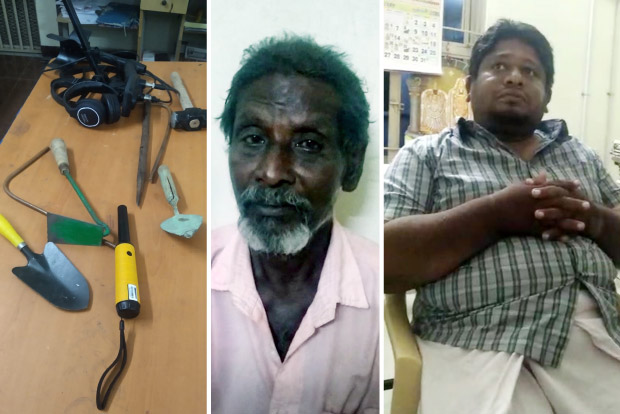 2 held for scanning temple premises for treasure