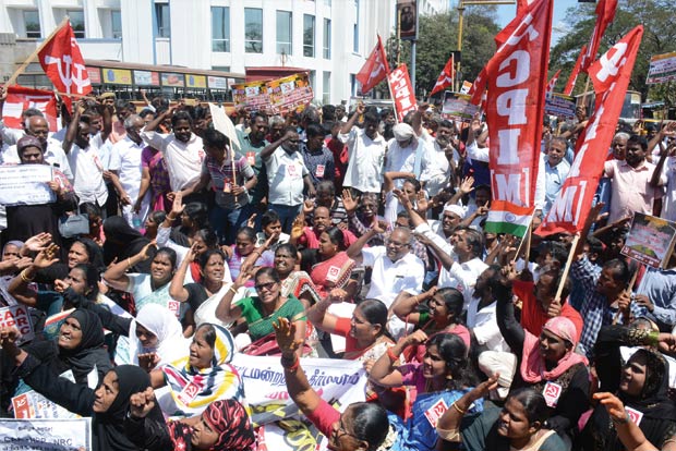 CPM leaders march to Secretariat, held