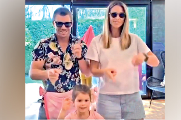 Australian  cricketer David Warner and family shake a leg to Tamil song
