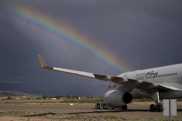 The planes in Spain parked neatly on the plain