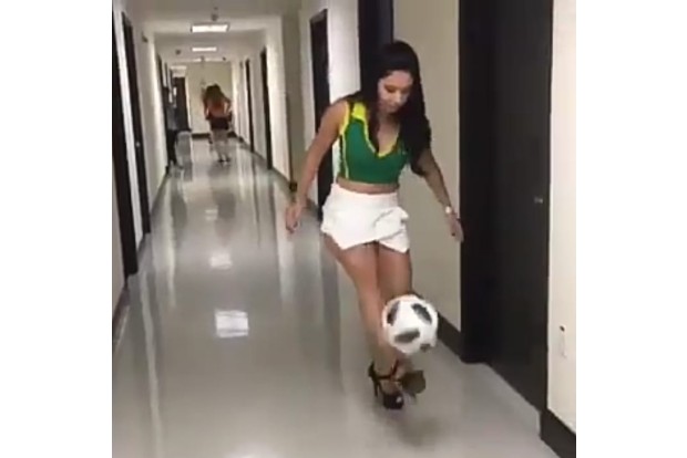 Freestyler juggles football in high heels, video goes viral