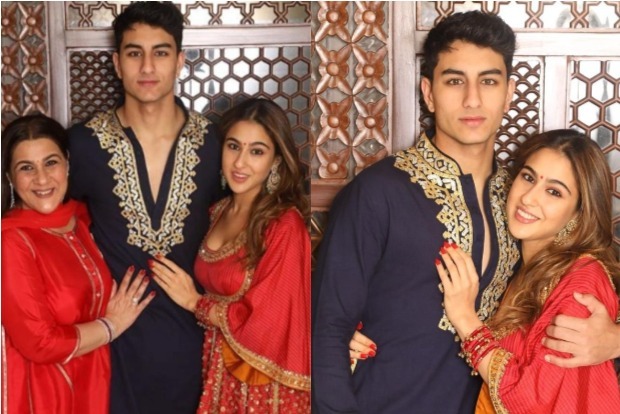 Saras royal pose with brother Ibrahim, mom Amrita in festive photo-op