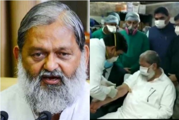 Haryana health minister Anil Vij gets a trial dose of India-made Covaxin