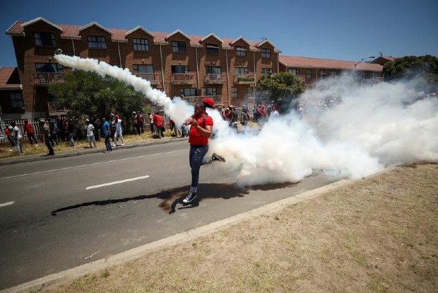 South African police fire tear gas during Cape anti-racism march