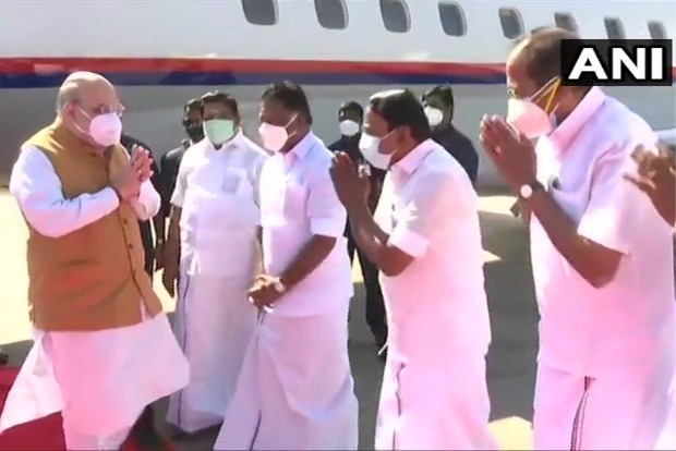 Home Minister Amit Shah arrives in Chennai