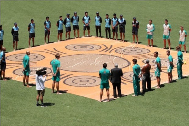 India, Aus players take part in barefoot circle ceremony against racism