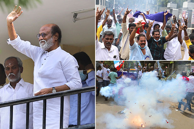 Fans euphoric as Rajinikanth greets supporters after meeting with his party leaders