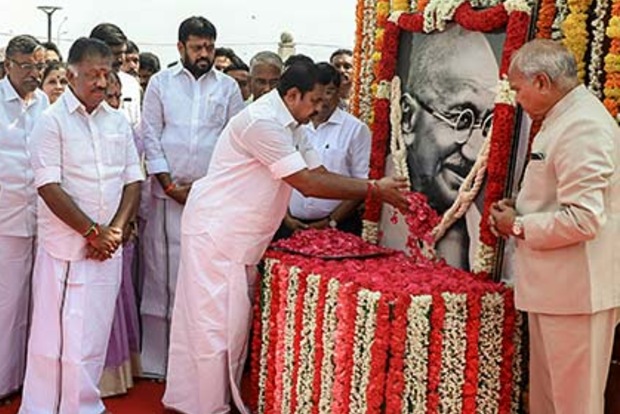 Tributes paid to Gandhiji in TN, Puducherry, Kamaraj remembered