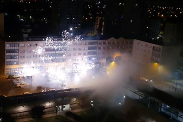 French police station attacked with fireworks, metal bars