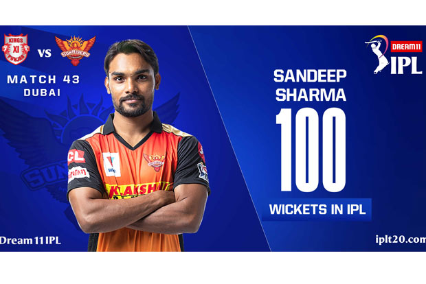 Sandeep Sharma becomes 6th Indian pacer to take 100 IPL wickets
