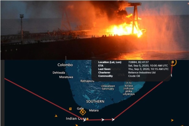 Oil tanker MT New Diamond towed to safe waters, fire fighting continues: Coast Guard Oil tanker MT New Diamond towed to safe waters, fire fighting continues: Coast Guard