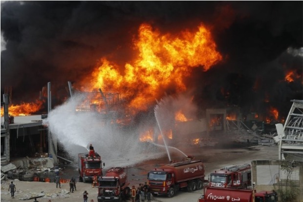 Huge fire breaks out at Beirut port a month after explosion
