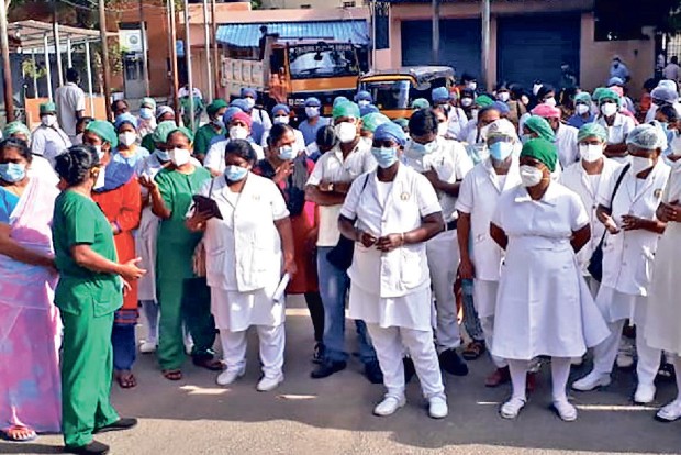 Nurses go on protest, demand authorities to fill up vacancies