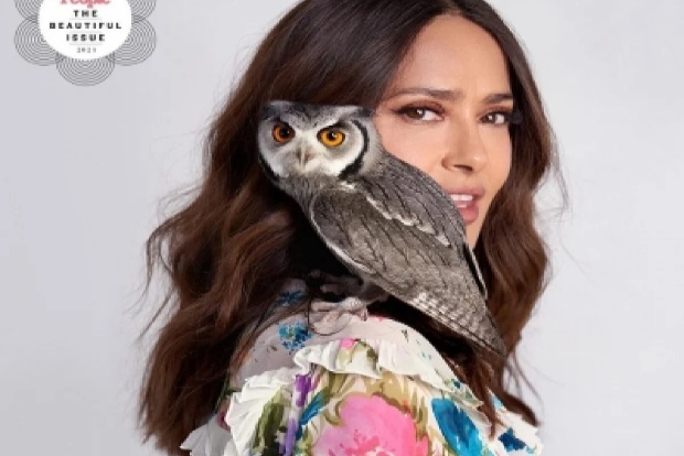 Salma Hayeks pet owl likes good wine