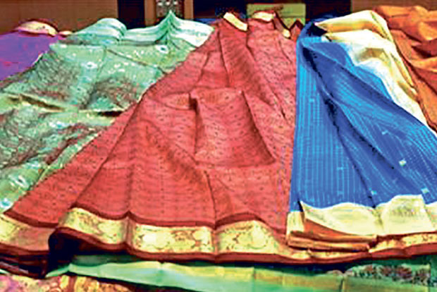 Saree-inspired paintings on view at a Delhi exhibition