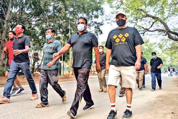 Kovai walkers in black oppose ‘concretisation’ of Race Course area