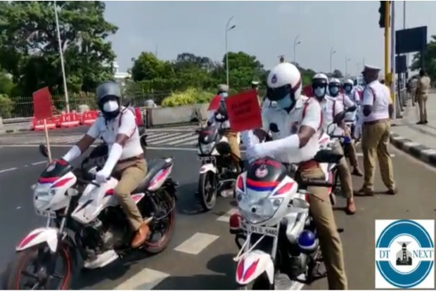 Watch: Chennai city traffic police take out bike rally to spread awareness about Covid