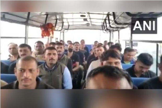 Bharat Mata Ki Jai chant Indian officials evacuated from Kabul after landing in Gujarat