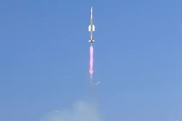 Vertical missile test-fired