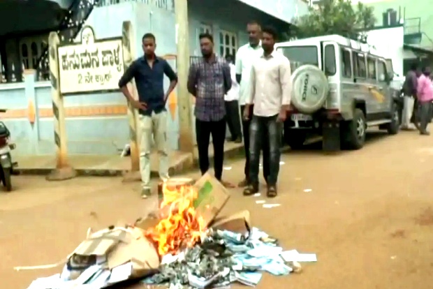Karnataka: Right-wing groups set Christian religious books on fire