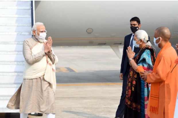 Modi arrives in Varanasi, to inaugurate Kashi Vishwanath Dham today