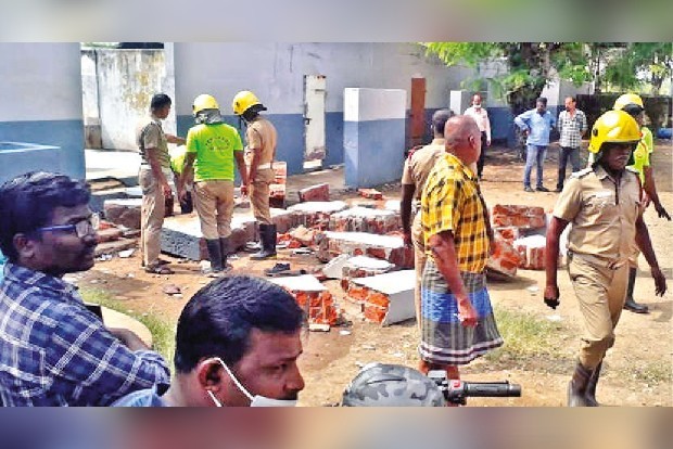 Nellai school wall collapse: Headmistress, 3 teachers suspended Nellai school wall collapse: Headmistress, 3 teachers suspended