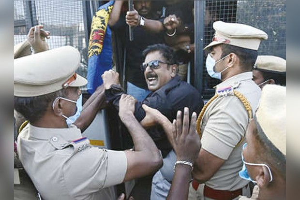 Kovai TPDK members protest RSS event in private school, arrested Kovai TPDK members protest RSS event in private school, arrested