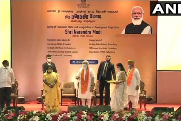 PM Modi Launches Various Projects In Puducherry, Lays Foundation Stone For Others