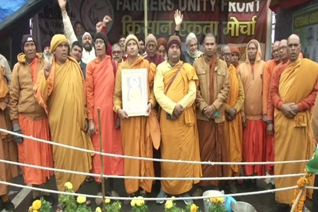 Buddhist monks lend support as farmers protest enters 39th day