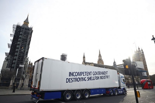 Brexit carnage: Shellfish trucks protest in London over export chaos