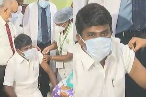 Tamil Nadu Health Minister C Vijayabaskar Takes Vaccine Shot