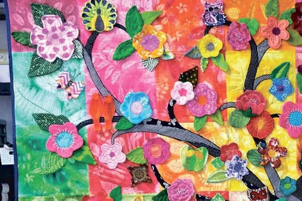 Members of Chennai Quilting Group create a group quilt during lockdown