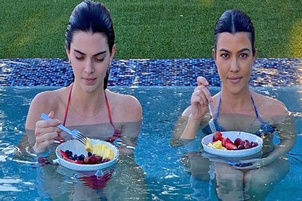 Kourtney, Kendall spend some pool time together
