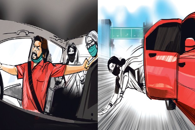 Man offers lift to two women, robs one, throws her out and flees